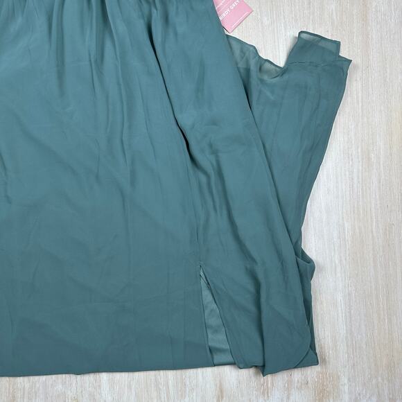 NWT Birdy Grey Chiffon Sea Glass Hannah Empire V-Neck Romantic Dress Gown XL - Picture 3 of 16